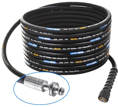 TECHKAR Hochdruckreiniger-Schlauchrohr Verlängerungsschlauch Ersatz - 20 m 250 bar DN8 Profi M22 x 1,5 Hochdruckschlauch kompatibel mit Kärcher HD HDS - 11 mm Stecker