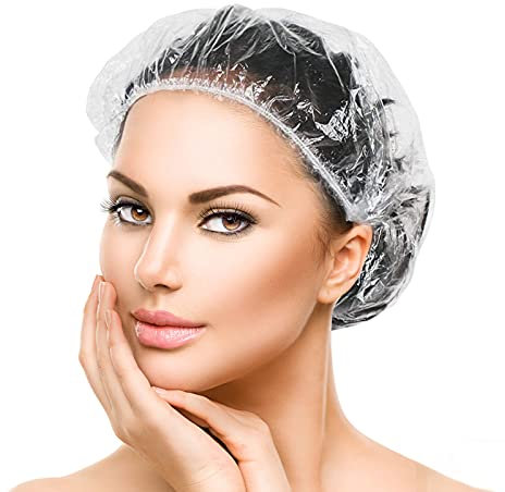 TUPARKA 120 Pcs Disposable Shower Caps Plastic Elastic Bath Cap for Home Use Hotel Spa and Hair Salon Supplies
