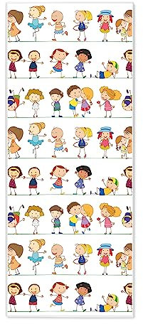 banjado® Magnettafel 30 x 75cm / Magnetwand aus Metall/Magnetpinnwand als Memoboard/Pinnwand Magnettafel Küche, Büro, Kinderzimmer inkl. 4 Magnete & Montageset - Motiv Kinder