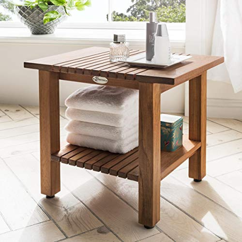 Destiny Teak Beistelltisch SPA & Living geriffelt mit Ablagefach 45x32x44cm