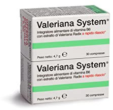Valeriana System, Integratore Alimentare a Base di Valeriana e Vitamina B6, Rimedio Naturale per Ansia e Insonnia, Favorisce il Rilassamento, Confezione da 30+30 Compresse, 9.4 g