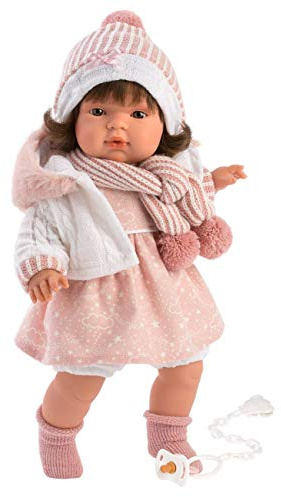 Llorens Juan S.L. Muñeca Llorona Lola 38 cm con Cuerpo de Tela y Chupete, 38562