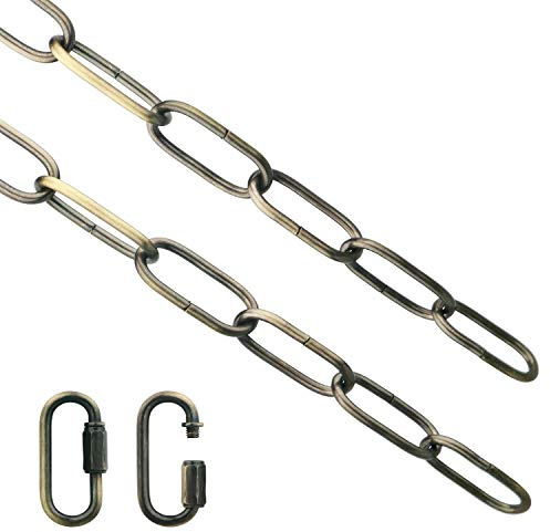 Helunsi Lighting Chain, 6 Feet Bronze Light Fixture Chain, Metal Chandelier Chain Extension with Connection Link Lock, Heavy Duty Hanging Chain Lamp Fixture Pendant Ceiling Decorative Lights Kit - 6'