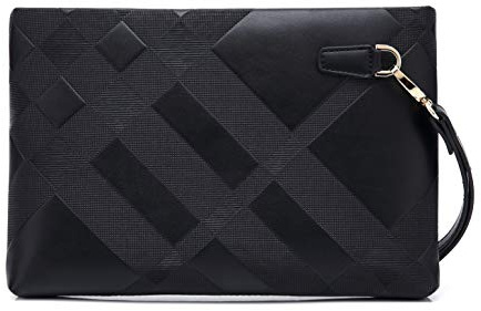 Leder Handgelenktasche Herren Schwarz Business Geschäft Handtasche Herrentasche Groß Geldbörse Echtleder Karten Clutch Tasche für Männer
