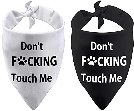 Generic Lustiges Hundehalstuch, Aufschrift Don't Fucking Touch Me, Dreieckstuch für Haustiere, 2 Stück (1 Stück)