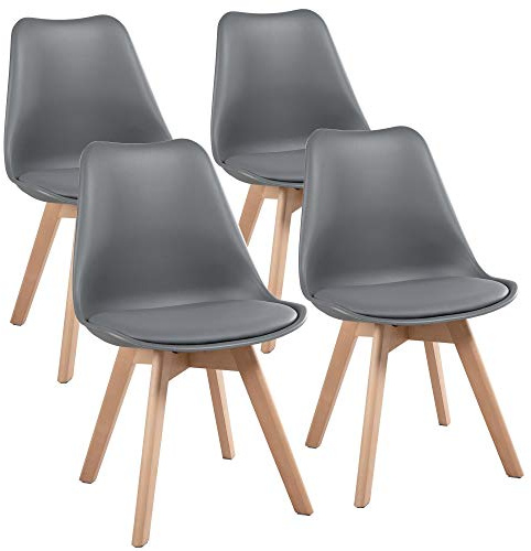 Yaheetech Dining Chairs Upholstered Side Chairs Durable Kitchen Chair with Beech Wooden Legs for Home Bedroom Cafe Dark Grey