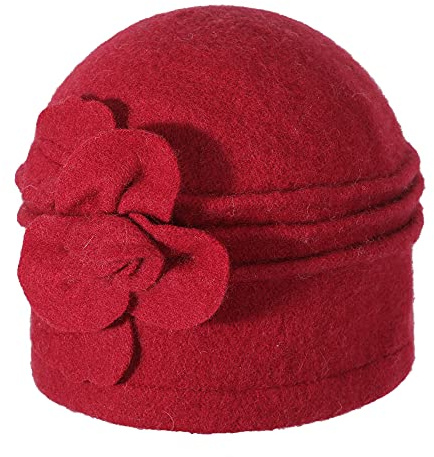 ZLYC Damen Winter Wolle Fischerhüte Blumen 1920s Vintage Bowler Hut