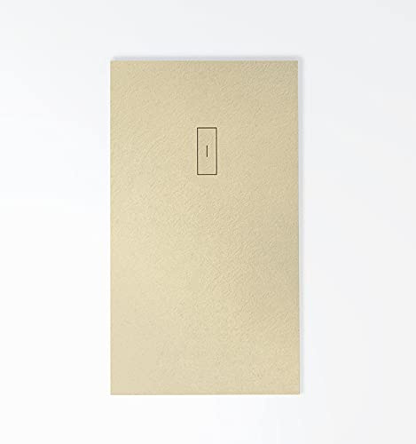 Plato de ducha de resina EVOLUTION color ARENA Extraplano, incluye válvula y tapa imantada, todas las medidas disponibles. 5 Años de garantía. Textura pizarra antideslizante C-3.Capa de GEL COAT