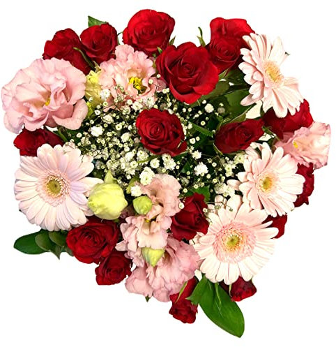 Blumenstrauß, bunter Blumenstrauß Frisch, Inklusive gratis Grußkarte, Flower bouquet, Fresh flowers, Cut flowers, Blumenstrauß Versenden, Gift for Valentine's Day, Birthday, Pink Gerbera