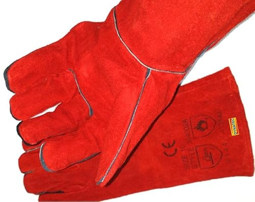 DYNATEX 1 Log Fire Wood Burner Glove Stove Welders Gauntlet 1 Pairs Hi Heat Gloves Welding Red DX/4001145