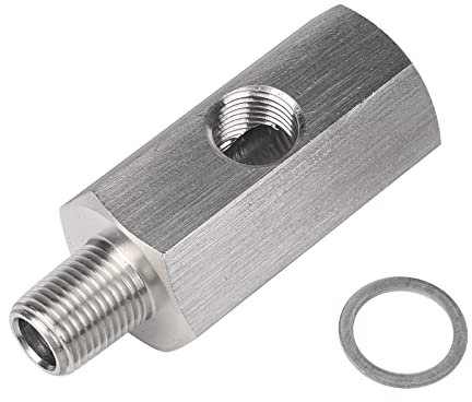 Adapter Tee - 1/8 BSPT Oil Pressure Sensor Tee Gasket to NPT Adapter Turbo Supply Feed Line Gauge