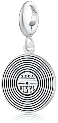 Lily Charmed - 925 Sterling Silver, or 18ct Gold Plated Vinyl Record Music Charm, Slide on or Clip on Charm Accessory