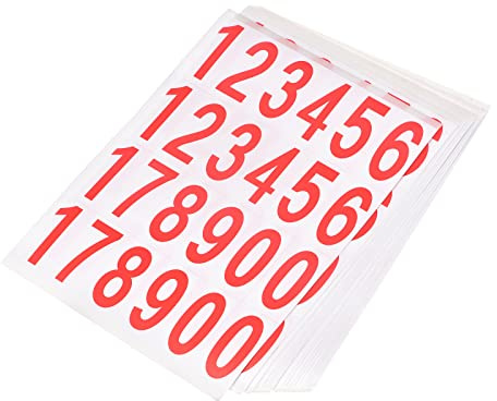 sourcing map Number Stickers Mailbox Numbers Self Adhesive 12345178900 50x25mm White on Red for Residence Mailbox Signs, 20 Sheets(480pcs)