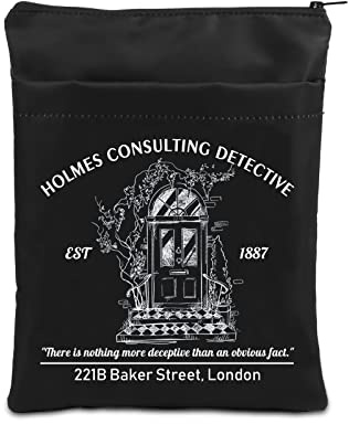 221B Baker Street Bucheinband für Buchliebhaber, Sherlock, Literatur-Fächer, Reißverschluss, literarische Liebhaber, Buchhülle (221B BM)