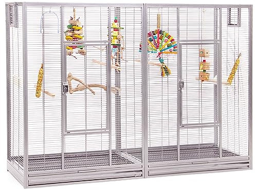 Montana Cages | Premium Vogelvoliere New Melbourne II großer Vogelkäfig für Sittich, kleine Papageien, AVILON Pulverbeschichtet, Platinum Edition, ca. 160 x 50 x 110 cm