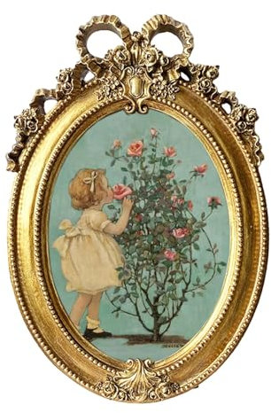 rockible Cadre Photo Baroque Ovale, Ornement de Style Vintage, Cadre Photo décoratif doré pour décoration de Salon