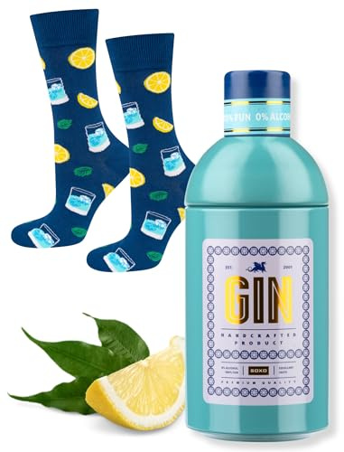 soxo Premium Socken Herren Whiskey Geschenke Männer Lustige Geschenk Socks Men Baumwolle 40-45 Gin 1 Paar
