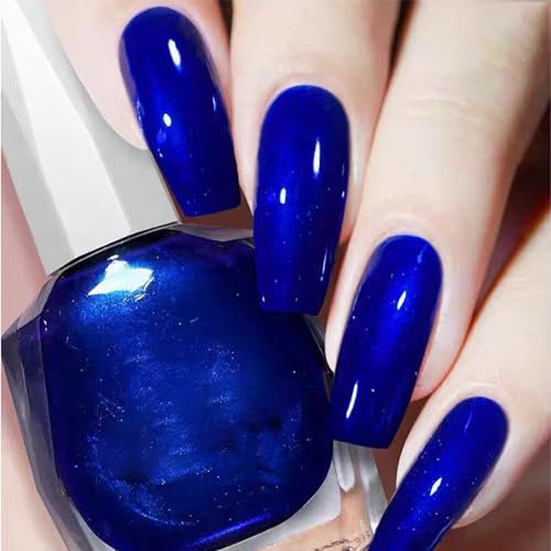 Glitter Nail Polish, Blue Nail Varnish, Diamond Glitter Quick Dry Nail Polish No UV Lamp Curing, Long Lasting, Chip Resistant, Non-Toxic, Quick Drying, Salon Manicure, At Home Manicure (18#Satin Blue)