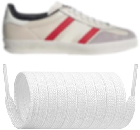 Endoto Cordones para Adidas Gazelle Zapatillas, Repuesto Planos Cordon Laces (Blanco, 55 pulgadas)