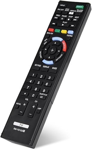 Universal Remote Control Replacement for All Sony Smart LED/LCD TVs - Compatible with RM-YD103, Sleek Black Design