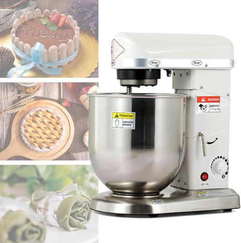 Spdazzleburst Robot da Cucina Professionale con Gancio Impastatore, Robot da Cucina Elettrico, 3 velocità Regolabili, per Pane, Torta, Pizza, Panetteria, Frullatore Multifunzione,White-10L