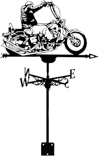 Wetterhahn fürs Dach Wetterhahn Metall Wetterschaufel for Dächer, Wetterweiten for Hof Groß, Weathervane for Zaun, for Außenschuppen Eisenharten-Dach-Scheunen Kuppel Dekoration Ride A Motorrad