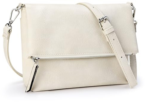 KALIDI Kleine Damen Umhängetaschen Veganes PU Leder Handtasche Crossbody Schultertasche Diebstahlschutz Mehrfach Taschen mit Verstellbar Abnehmbar Schultergurt Beige