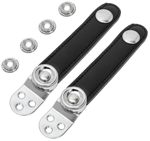 Akkordeonbalgschnalle 1 Satz Schwarze Metallverbindung | 4 Ersatzbefestigungen, Kuhleder und Stahl, Tragbar, Kompakt, Abriebfest