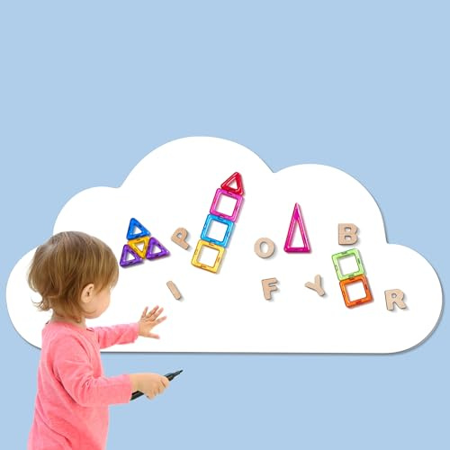 Zonon Magnetischer Wandaufkleber für Kinder, 99,8 x 54,9 cm, Wolke, magnetisches Whiteboard, Kontaktpapier, selbstklebend, trocken abwischbar, Whiteboard-Aufkleber, abziehen und aufkleben