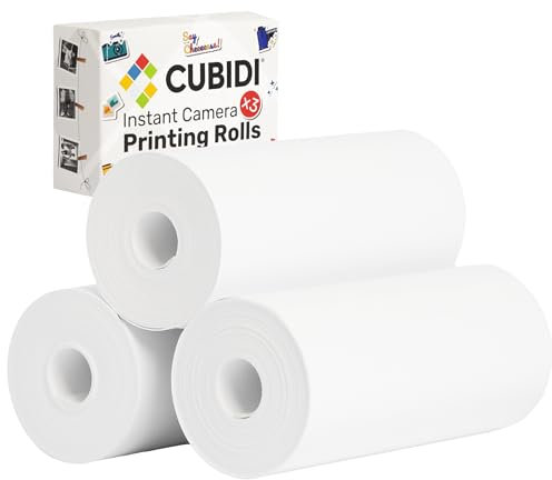 CUBIDI® Thermopapier für Kinder Kamera Sofortbildkamera Kinder - 3 Rollen Nachfülldruckpapier - Thermodruckerpapier weiß - beste Wahl für Sofortdruckkameras (3 Rollen)