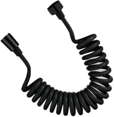TYMYW Flexschlauch 1/2 Zoll Außengewinde Einziehbarer Brauseschlauch, Spiralschlauch, Geeignet für Handbrause-Sprüher-Wasserhahn,Schwarz,5 M