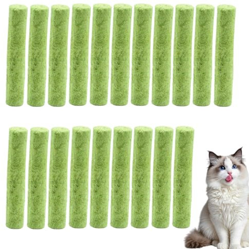 KEQAR 20 Pcs Katzengras Snack 100g Katzengras Sticks Gefriergetrocknet Snacks für Katzen für die Zahnpflege und Haarknäuel Entfernen Katzenminze Cat Grass Stick
