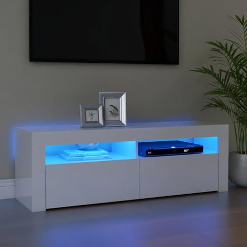 NQJIBUE Item-TV-Schrank mit LED-Leuchten Hochglanz Weiß 120x35x40 cm Entertainment Center & TV-Ständer