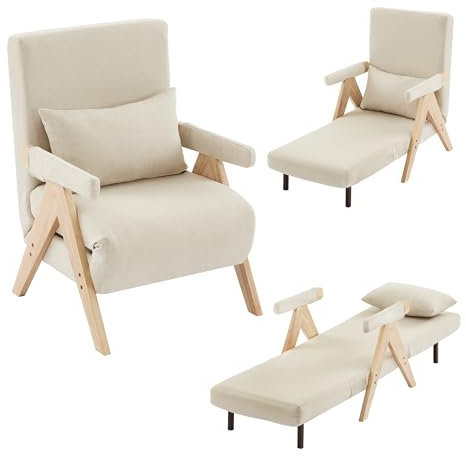 Diseño Moderno: Sillón 3 en 1 Convertible con Función de Sueño, Plegable Acolchado, Tapizado Lounge Cama Individual para Salón y Oficina