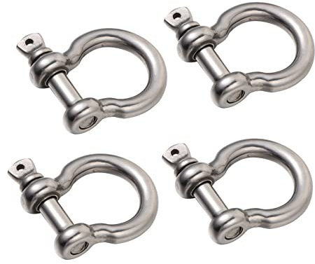 Alipis 4 Pièces Manille Forme d Métallique pour Lève Lot de Manilles Acier Inoxydable avec Verrou