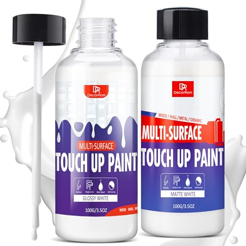 Peinture de Retouche Blanche 200ml - Peinture Multi-Surfaces à Séchage Rapide, Convient pour Salle de Bain, Mur, Plafond, Bois, Meubles, Idéale pour Reboucher Trous Mur Blanc et Réparer Rayures