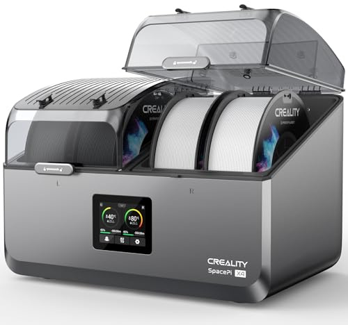 Creality Filamenttrockner 4 Spulen Space Pi X4 Filament-Aufbewahrungsbox mit Hyper PLA: Zwei unabhängige Heizkammern bis zu 85 °C, Automatische Geräuschlose whith 4kg Schwarz/Weiß PETG Filament