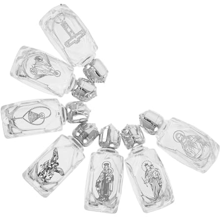 Homoyoyo 7pièces Bouteilles De Voyage Verre Gaufré Pour Baptême Mariage Eau Bénite Et Huiles Essentielles Avec Bouchon à Vis Et Fermeture Étanche