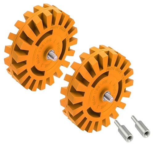 4in Car Decal Remover Wheel Kit with Drill Adapter 2 Pack | Rubber power drill attachment for removing pinstripes stickers adhesive decals from RVs boats