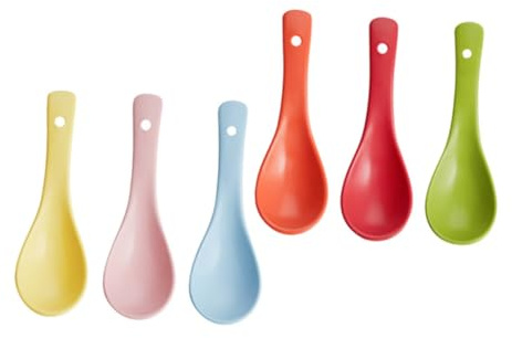 Cabilock 6 piezas Cucharas de Cerámica Coloridas para Sopa y Postres Utensilios de Cocina Prácticos y Fáciles de Lavar para Servir Aperitivos y Platos el Hogar
