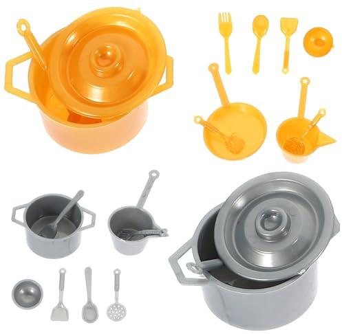 FUNOMOCYA 2 Ensembles Miniature Cuisine Ustensiles Décoratif Fourchettes Cuillères Argenté et Or Mat pour Maison de Poupée Accessoires Table