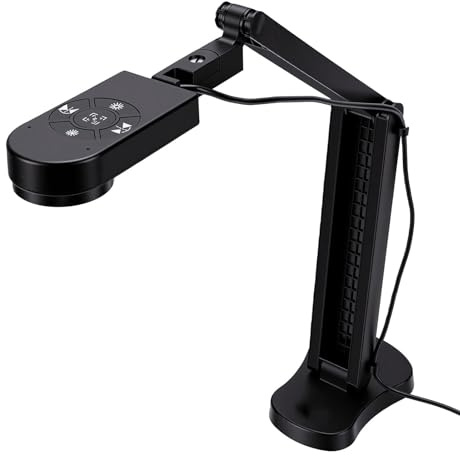 Bewinner 4K USB-dokumentkamera, 8 MP Hopfällbar Webbkamera med AI Dubbla Mikrofoner, 3 Nivåer LED-ljus Autofokus Bildinvertering för Skanning Av Undervisningsmöten