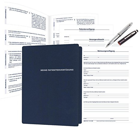 WESKEY 2x Patientenverfügung in hochwertiger Mappe + LED Touchpen Kugelschreiber