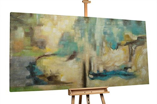 KunstLoft® XXL Gemälde 'Ins Blaue hinein' 200x100cm | original handgemalte Bilder | Abstrakt Blau Gelb Bunt | Leinwand-Bild Ölgemälde einteilig groß | Modernes Kunst Ölbild