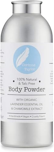 Corinne Taylor Organic Body Powder - Talcum Powder 100% Natual Talc Free, Chamomile & Lavender for Intimate Comfort, Anti Chafing, Sweat Absorbent, Travel Essentials & Paraben Free 85g