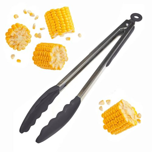 StarPack Premium Silicone Kitchen Tongs 12-Inch - Stainless Steel with Non-Stick Silicone Tips, High Heat Resistant to 600°F, For Cooking, Serving, Grill, BBQ & Salad (Stormy Grey)