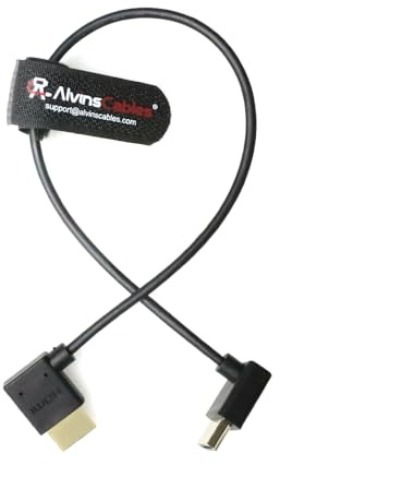 Alvin's Cables 8K Cable HDMI 2.1 Haut Débit pour Atomos Ninja V Moniteur Droite à Vers Le Haut Angle Cable Hdmi Coudé pour Z CAM E2, pour Sony FS5 | FS7| A7S3 Caméras 11,81 Pouces|30CM