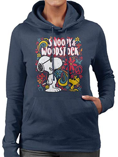 Peanuts 70s Floral Snoopy and Woodstock Women's Hooded Sweatshirt