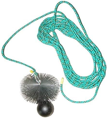 rg-vertrieb Kaminbesen Schornsteinbesen Kehrbesen Zugbesen Rußbesen aus Federstahl + Zugseil PP-Seil + Zuggewicht 3,2kg Set Größe wählbar (Besen 16cm, Zugseil 15m)