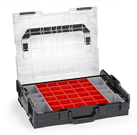 Bosch Sortimo - Boîte de rangement L BOXX 102 - Couvercle noir transparent - Avec jeu de boîtes de rangement A3 - Boîtes de tri pour petites pièces - Boîte à vis idéale pour le rangement de petites